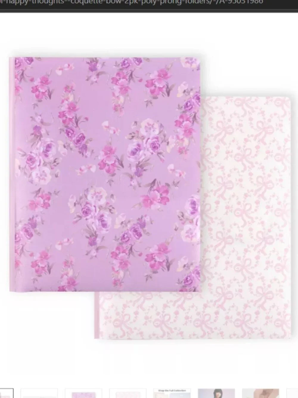 LoveShackFancy x Target - Yoobi Happy Thoughts, Coquette Bow 2pk Poly Folders